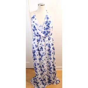 Forever 21 Dress White and Blue Short to Maxi Dress Large Sleeveless (36)